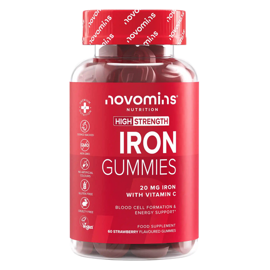 novomins iron supplements for women and men with 20 mg of iron per serving